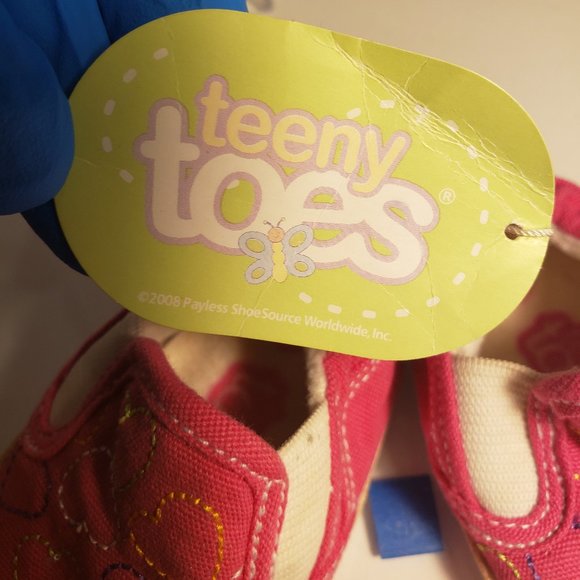 TEENY TOES INFANT BABY SHOES SLIP ON - PINK HEARTS - SIZE 2 - Picture 4 of 4